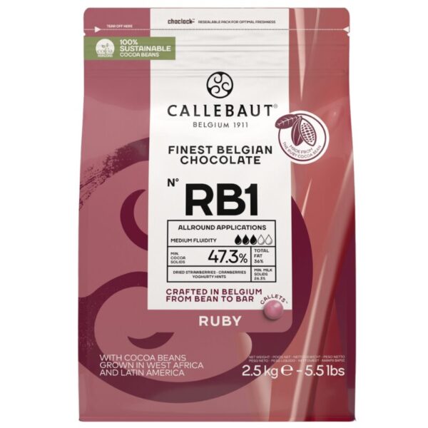 Rausvasis šokoladas Callebaut Ruby (47.3%), 500g