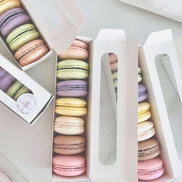 Greito uždarymo macarons dėžutė su langeliu, 1vnt
