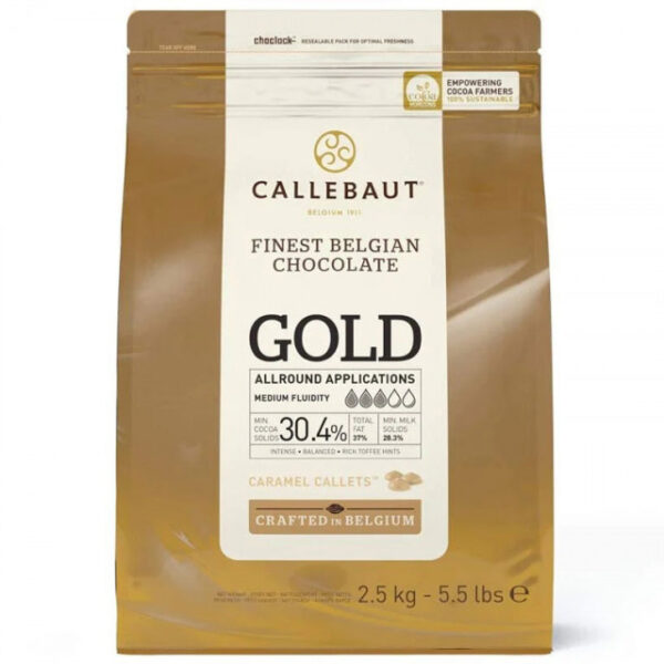 Karamelės skonio baltasis šokoladas Callebaut Gold (30,4%), 500g