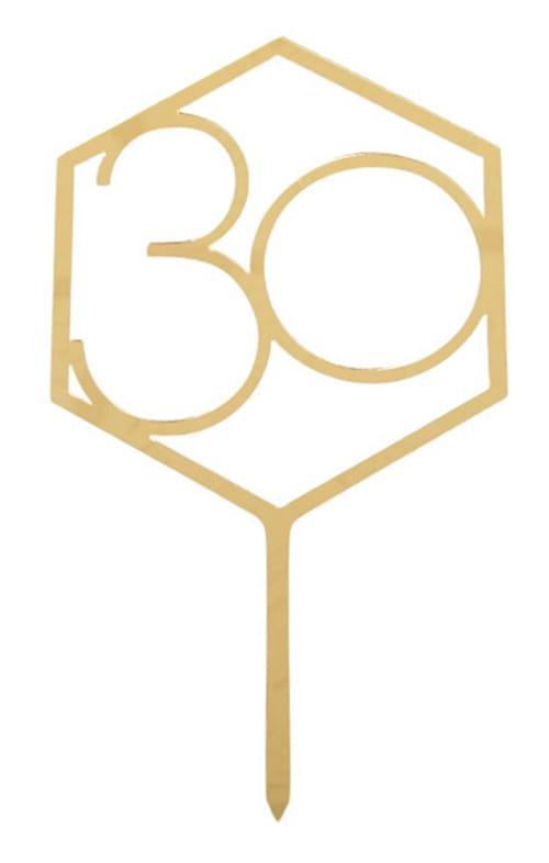 Akrilinė torto dekoracija „30”, 1vnt.