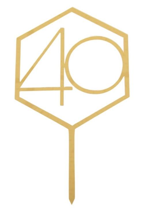 Akrilinė torto dekoracija „40”, 1vnt.